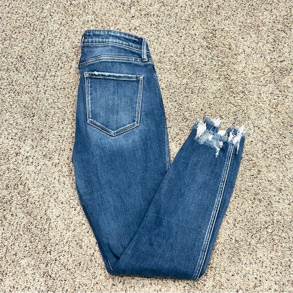 KanCan High Rise Skinny Frayed Raw Hem Denim Button Fly Ankle Jeans Women’s 29 - Picture 3 of 16